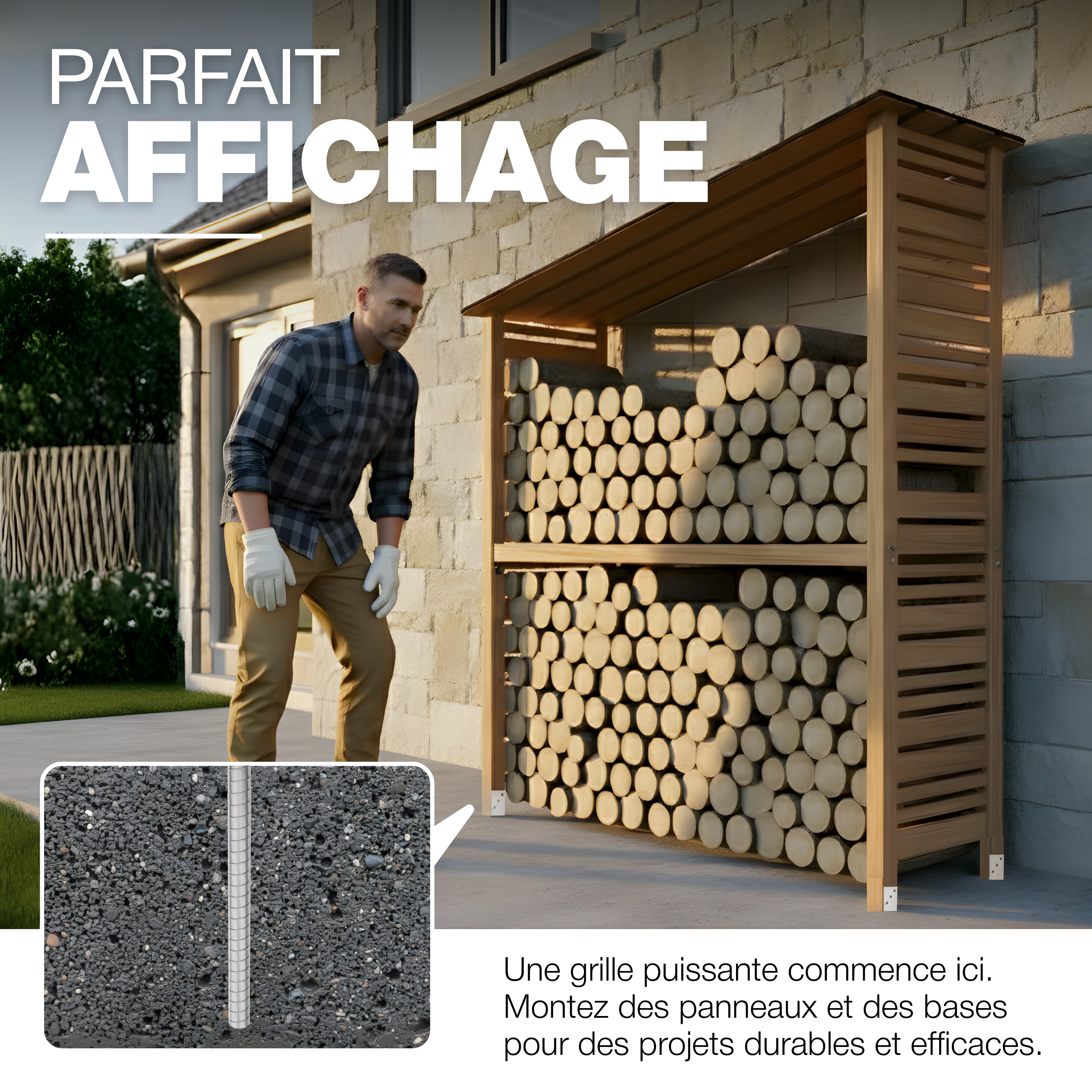 Support de poteau U Galvanisé à chaud 121 x 300 mm ancre platine bois pied poteaux clôture GeZu Impex - 5