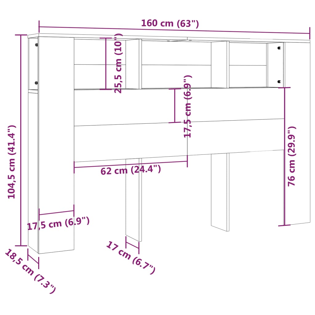 vidaXL Armoire de tête de lit Blanc 160x18,5x104,5 cm - 6