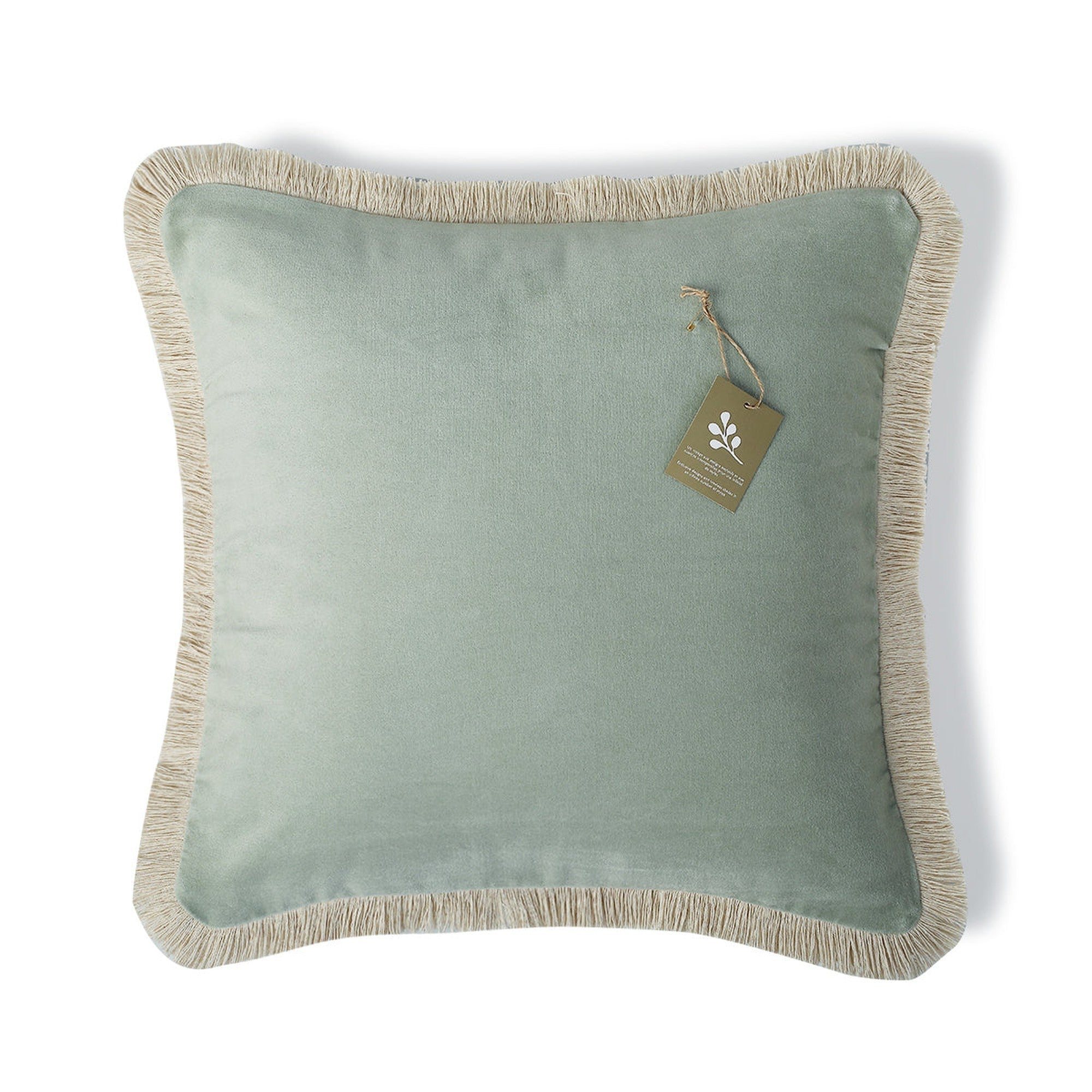 Coussin 50x50 velours de coton vert céladon - 5