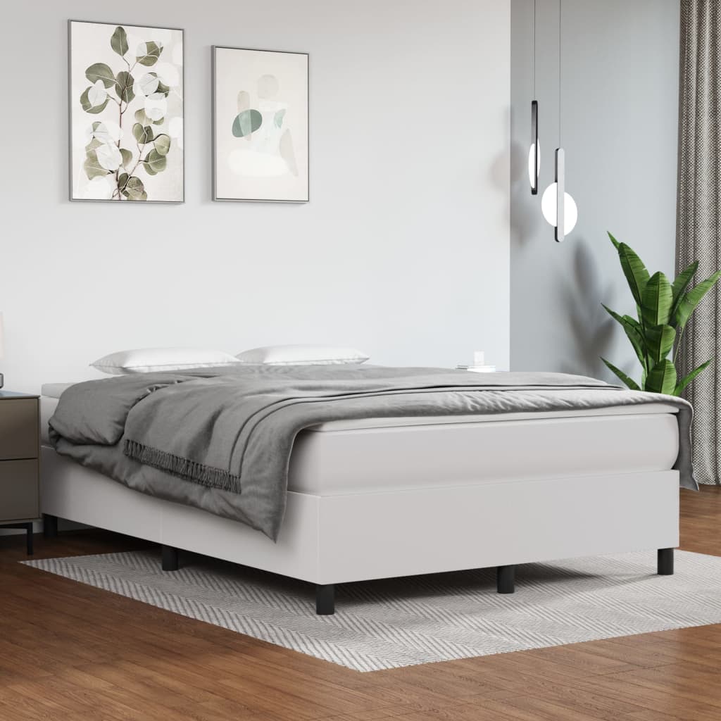 Estructura de cama box spring cuero sintético blanco 140x200 cm | Leroy ...