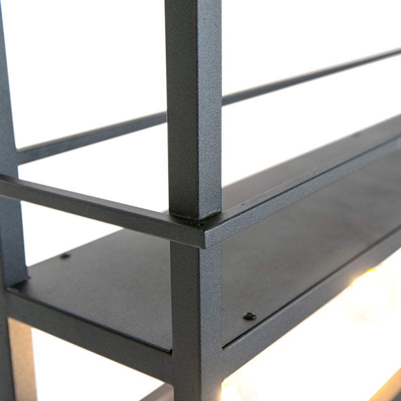 Lámpara colgante industrial negra estantería 4-luces - CAGE Rack ...
