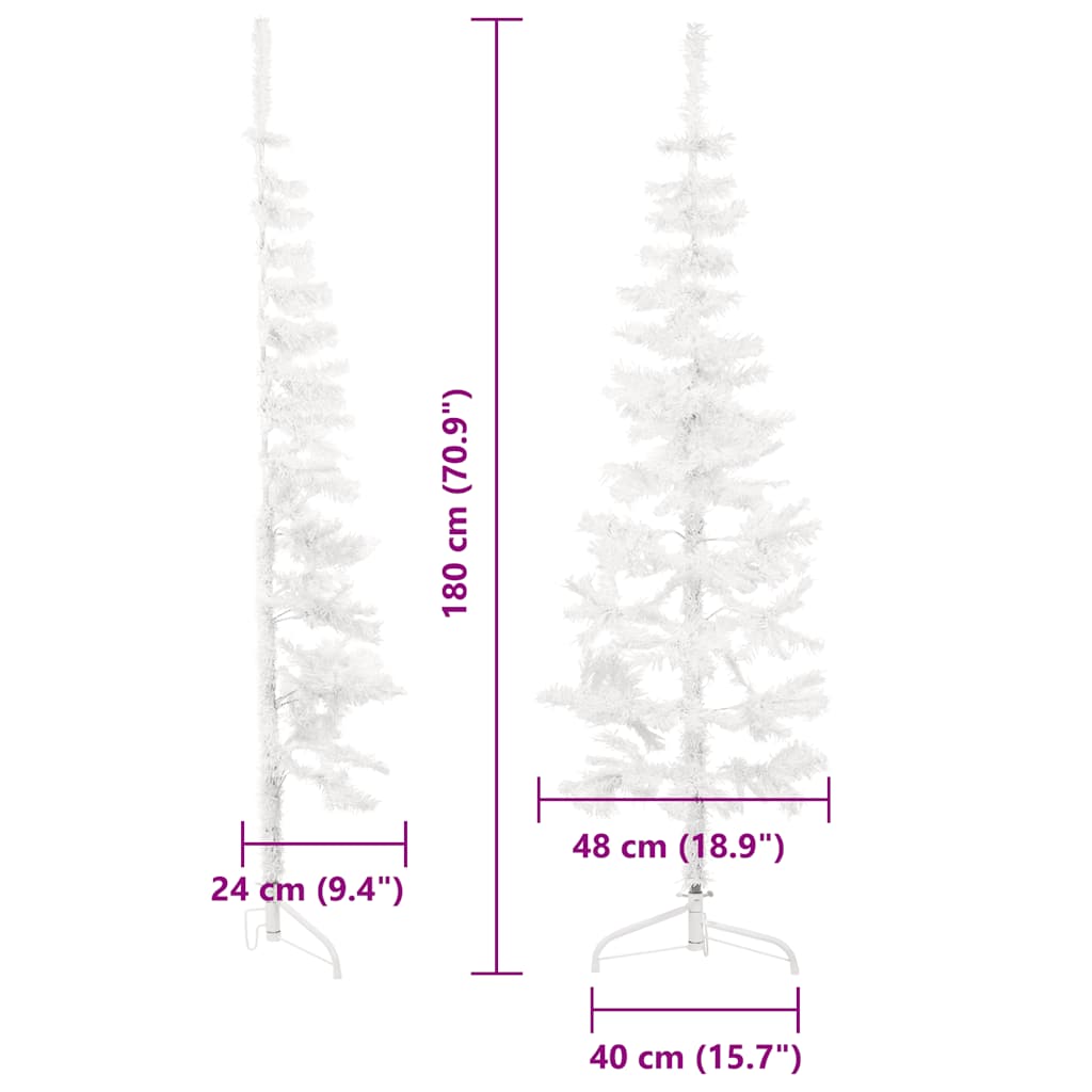 Albero Natale Artificiale Sottile a Metà Supporto Bianco 180 cm vidaXL - 9