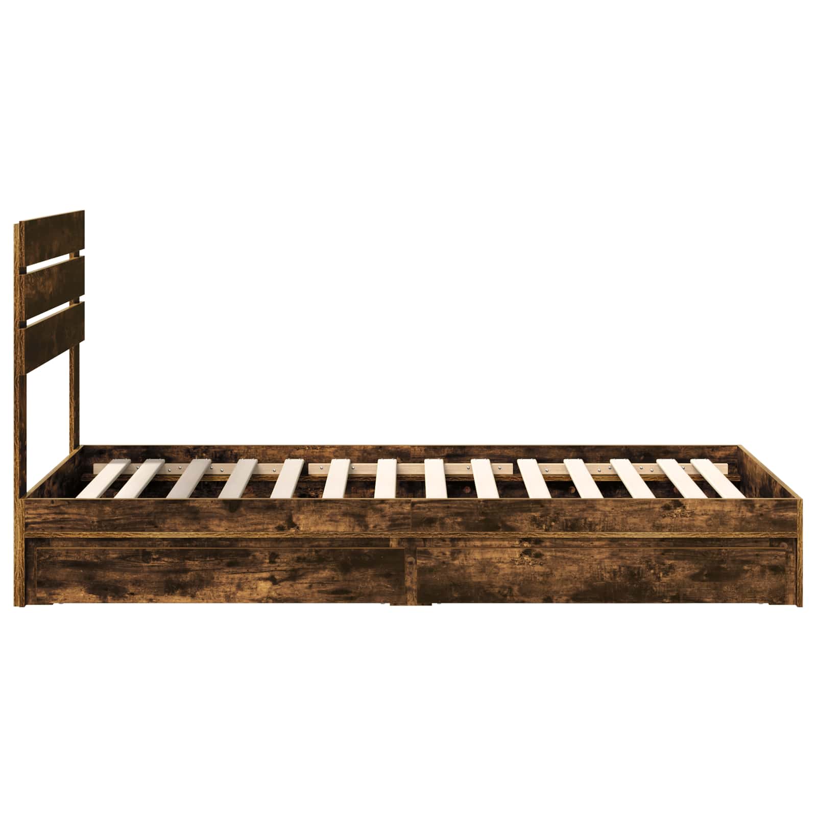 Lit de rangement chêne fumé 75 x 190 cm en panneau de bois - 9