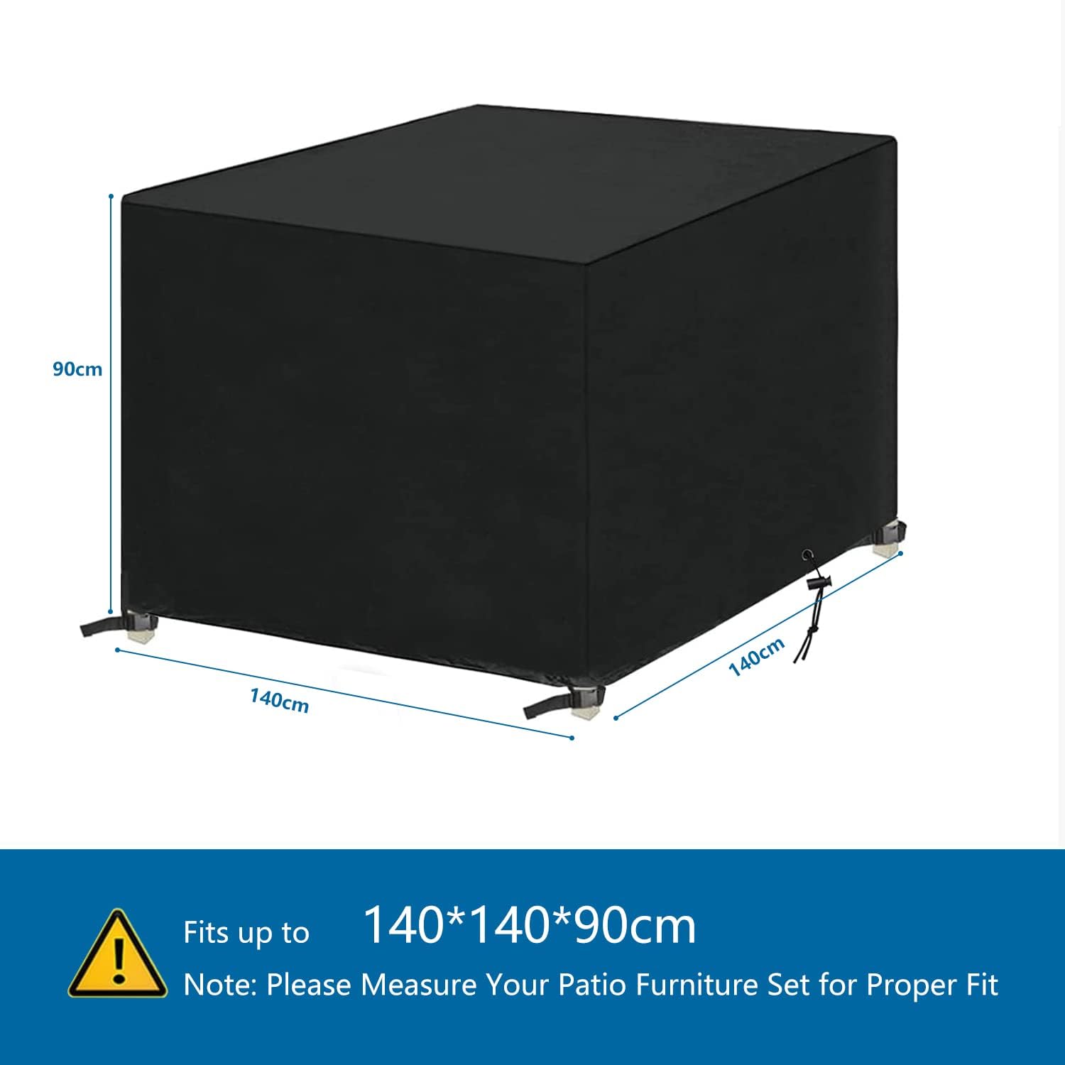 Housse de protection d'extérieur,Housse de Protection pour Meubles de Jardin,140x140x90cm,Noir - 2