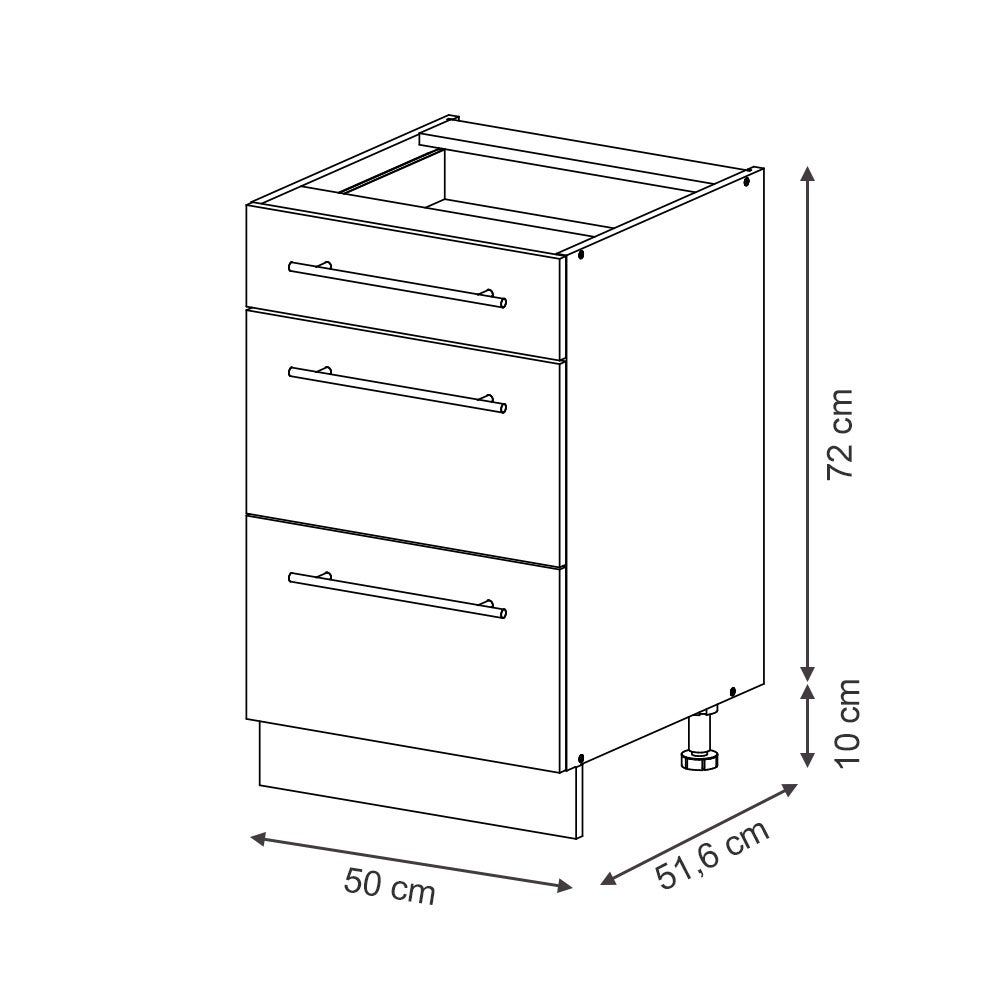 Vicco Meuble cuisine Fame-Line, Bleu foncé brillant, 50cm , PT Chêne - 3