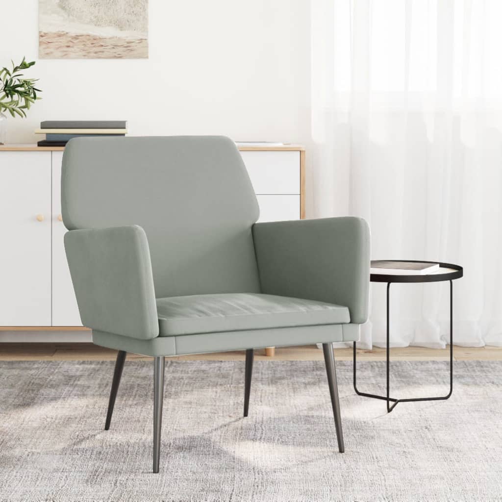 Fauteuil Gris Clair 62x79x79 Velours à Prix