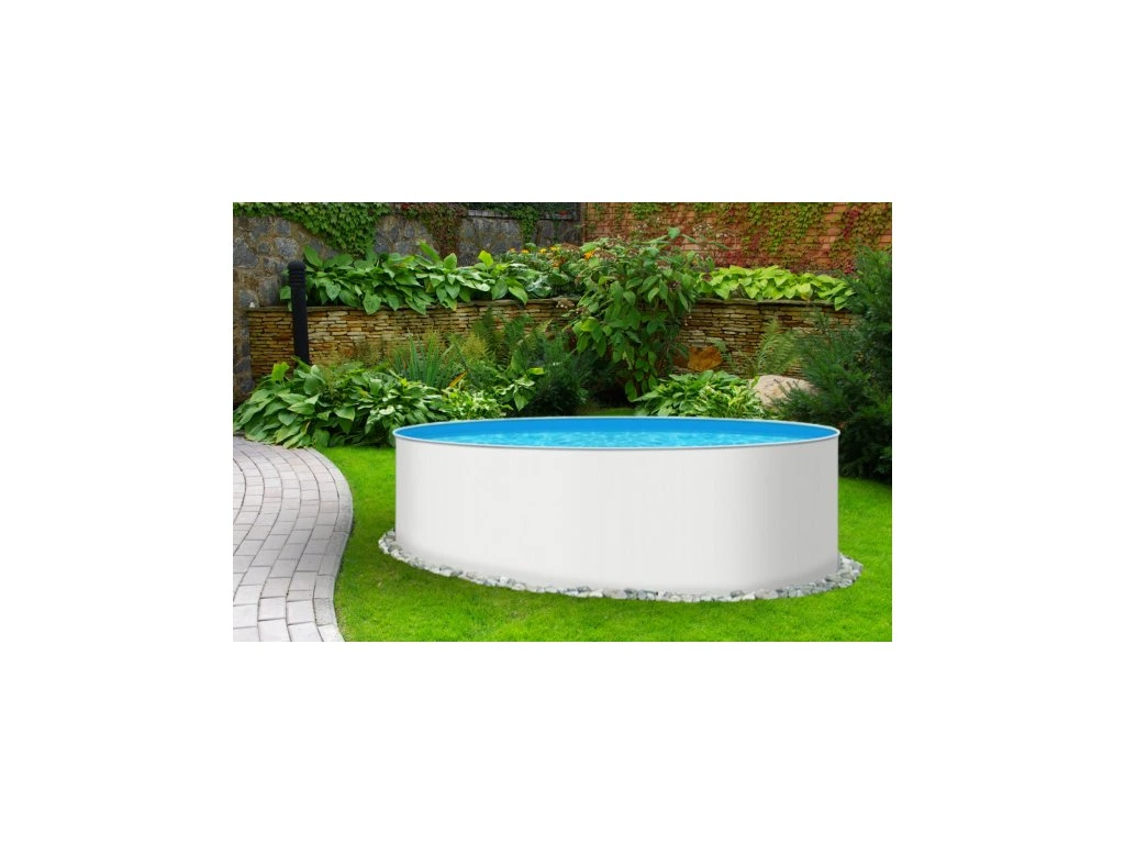 Piscina redonda de acero AZURO 3,6 x 0,9 m azul/blanco elevada ...