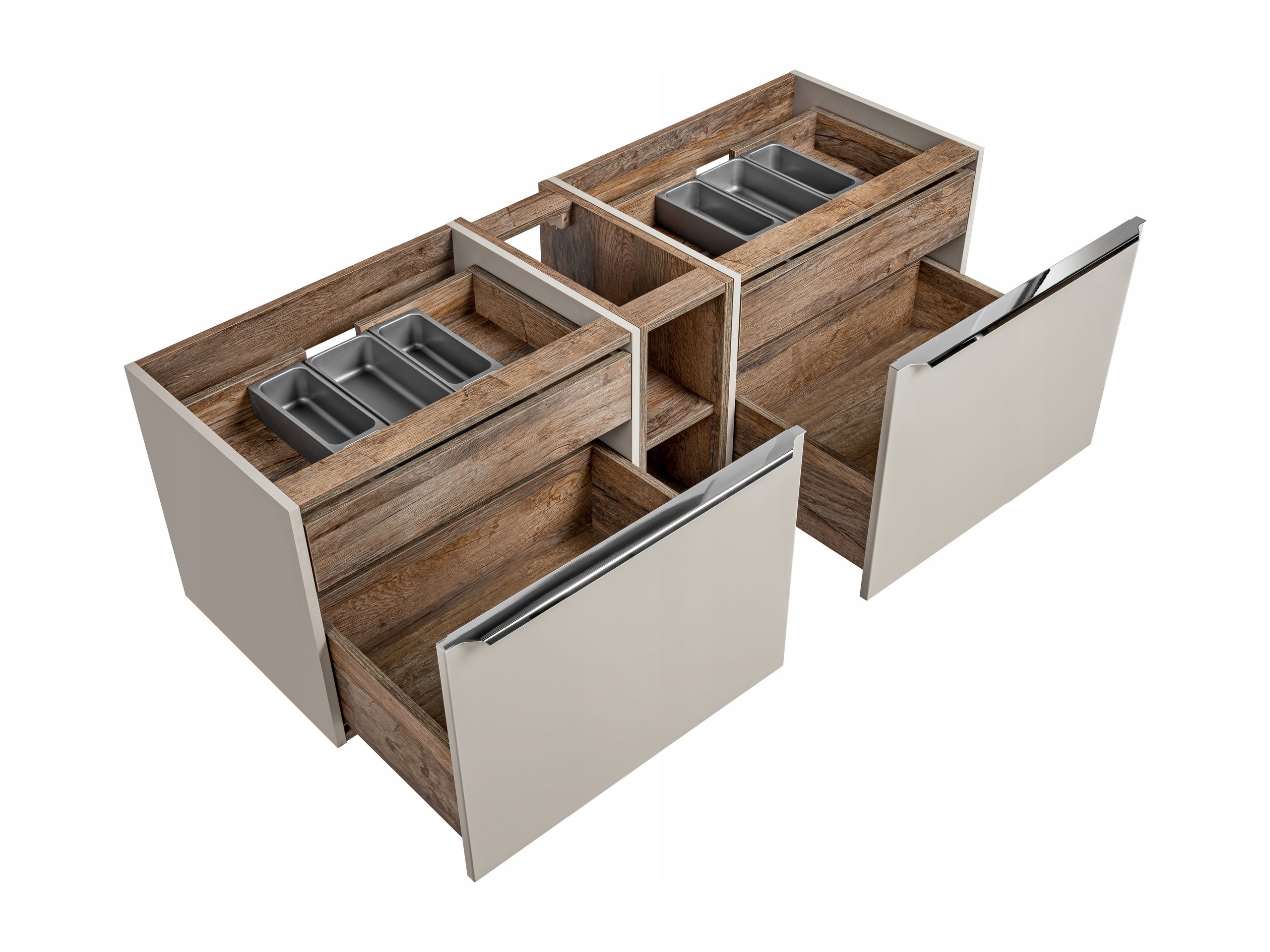 Szafka łazienkowa SANTA FE 140 cm taupe z blatem dąb Santa Fe i umywalkami - 4
