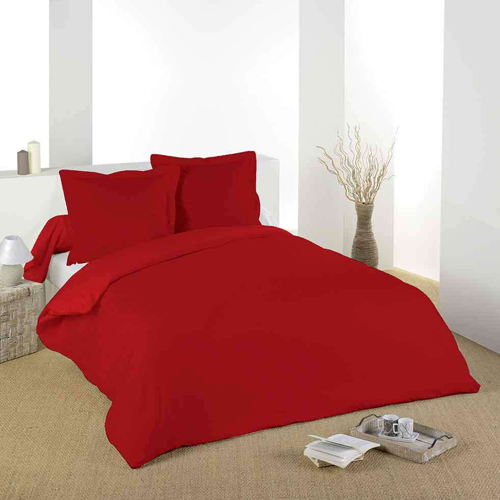 Housse de Couette Unie en Coton - Rouge - 200 x 200 cm - Coton | Leroy ...