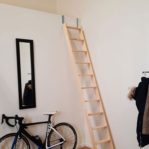 Echelle de meunier rabattable Naturel 10 marches - Hauteur de sol à sol 2,37m - EC-MEZZ-RAB-NA-10 - 6