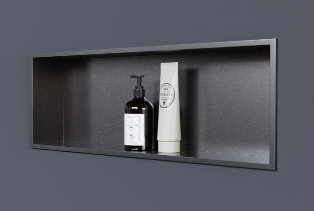 BERNSTEIN - Niche murale de douche, étagère encastrable douche acier inox - 20x60x10cm - NT206010X Gun métal