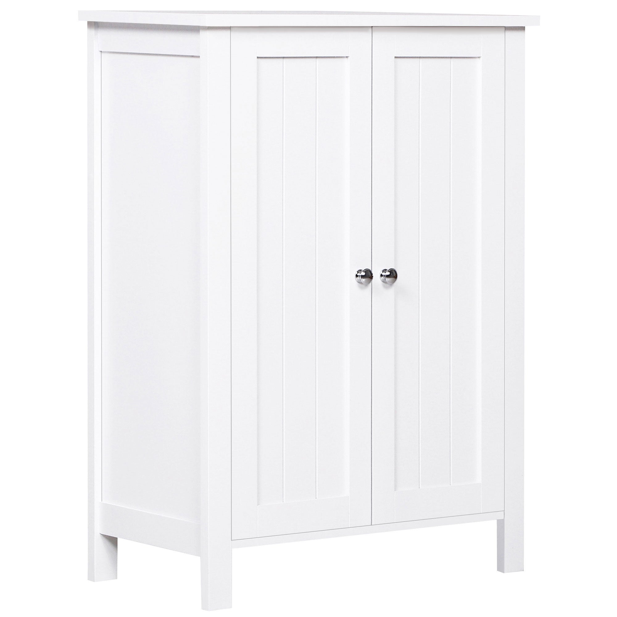 Bathroom cabinet with 2 doors and 2 adjustable interior shelves, auxiliary storage furniture, 60x30x80 cm, white