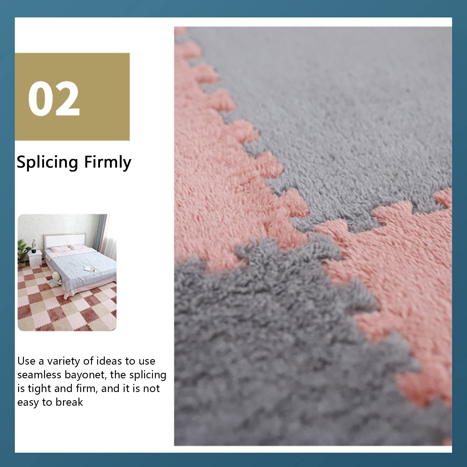 12 dalles de moquette emboîtables, tapis en mousse moelleuse 30 x 30 cm avec bordure, moquette pour chambre à coucher, tapis de salon (rouge) - 4