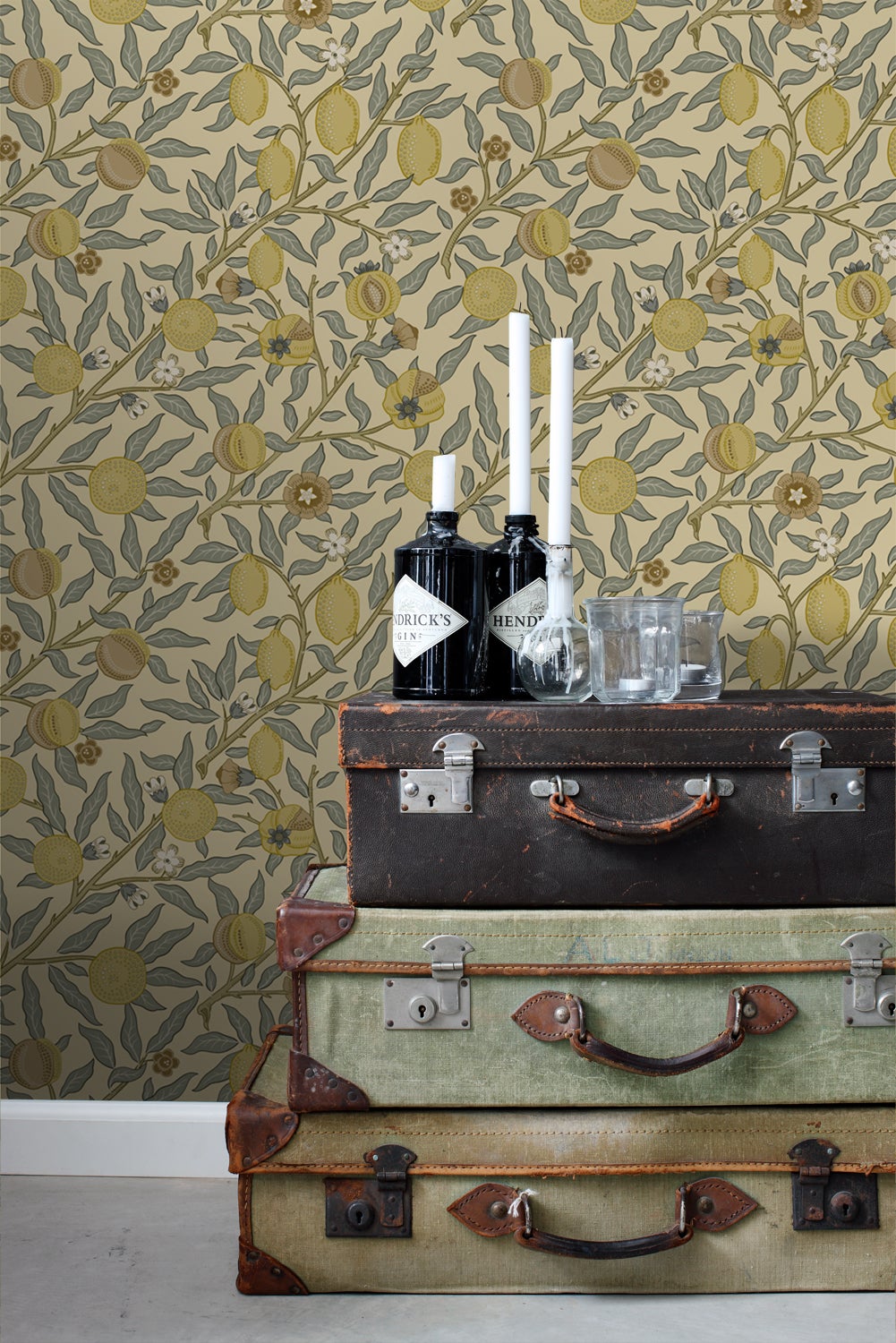 Papier peint des fruits et des feuilles exotiques jaune et vert - 50 x 900 cm - ESTAhome - 2