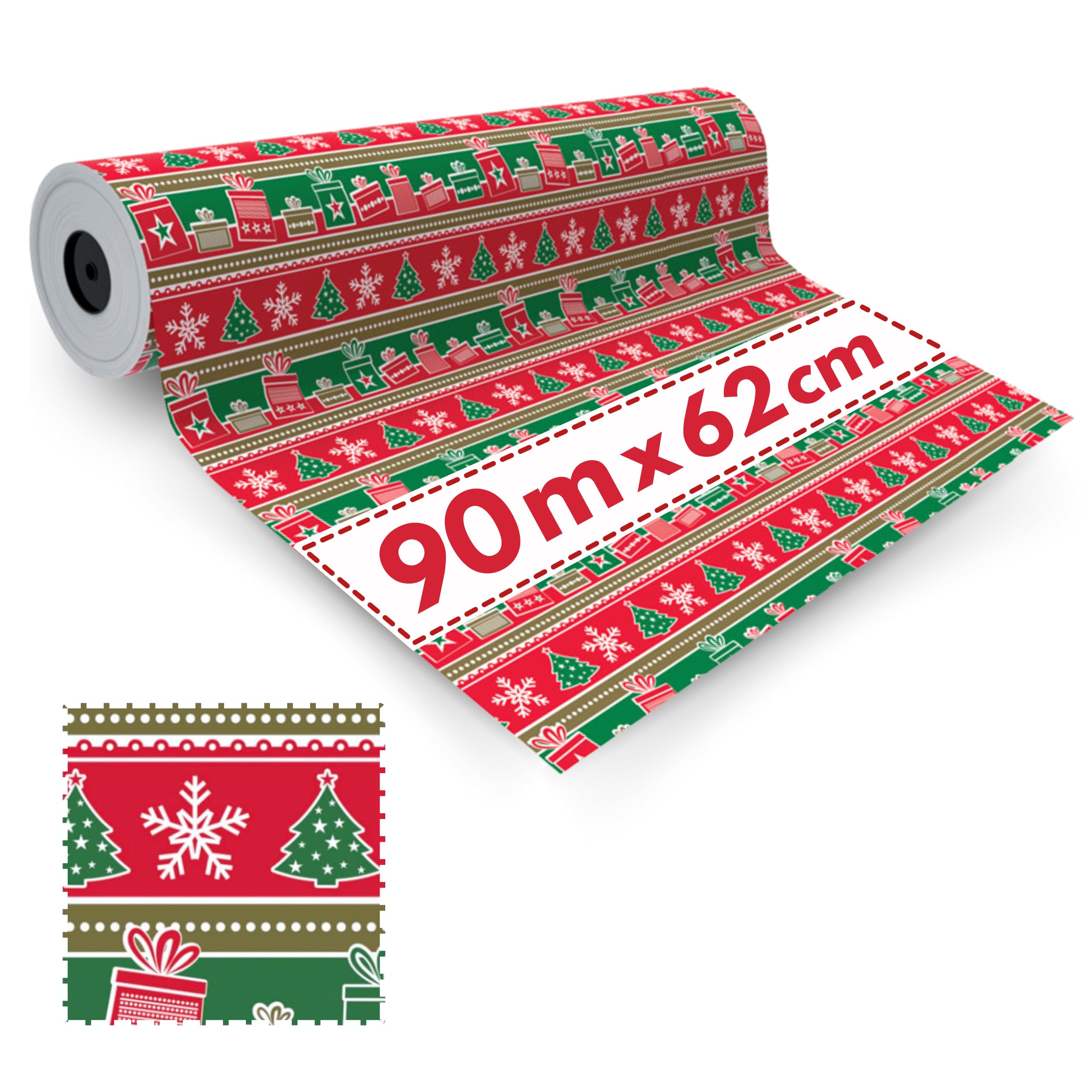 Holijolly Carta da imballaggio reversibile per bambini - Mini rotolo