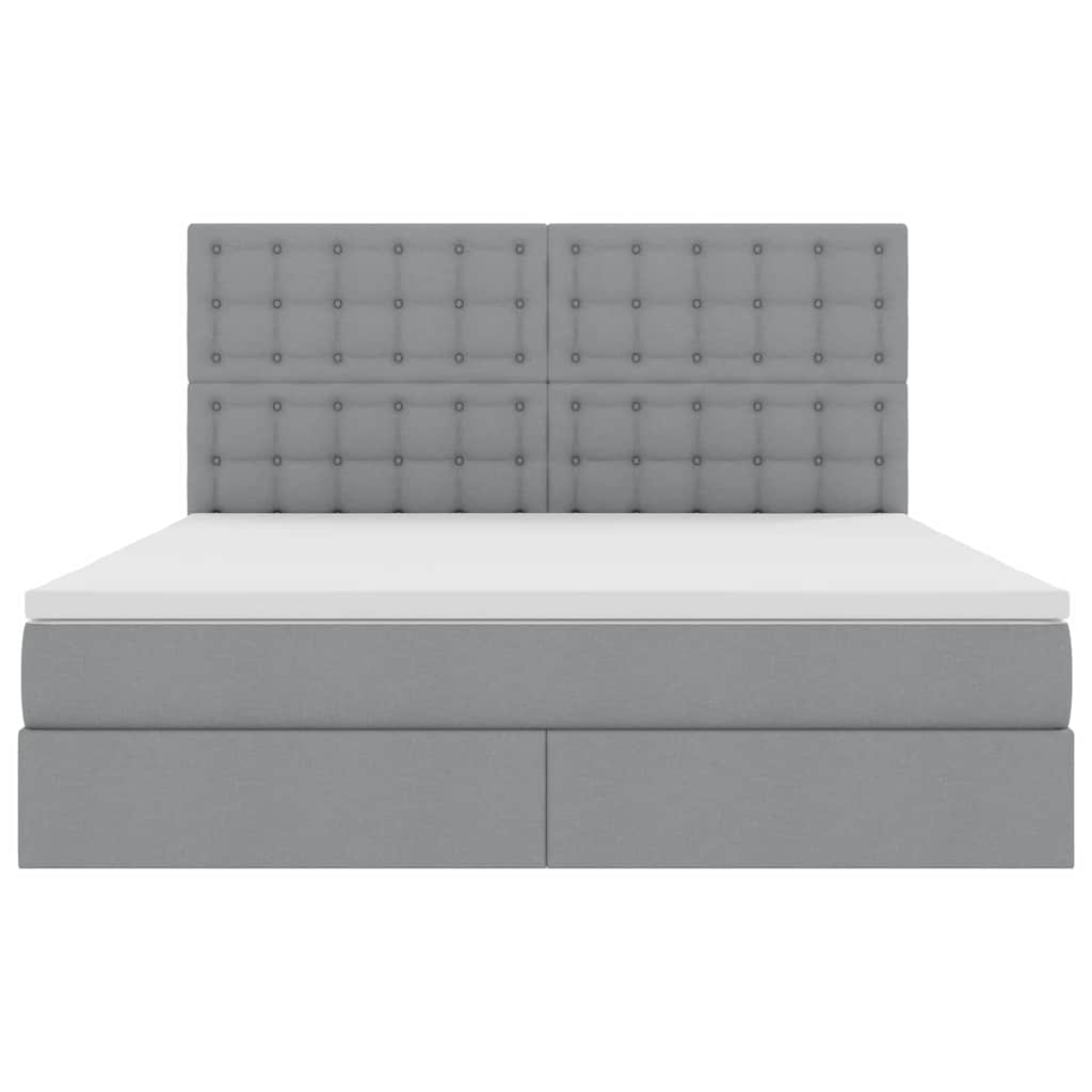 Lit avec rangement et matelas gris clair 180 x 200 cm tissu - 7