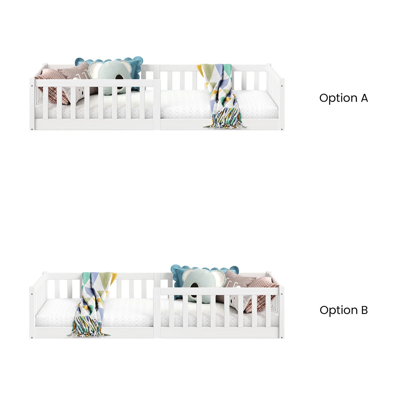 Lit enfant GUSTAVO type Montessori, couchage 90x190 cm, en pin massif lasuré blanc - 6
