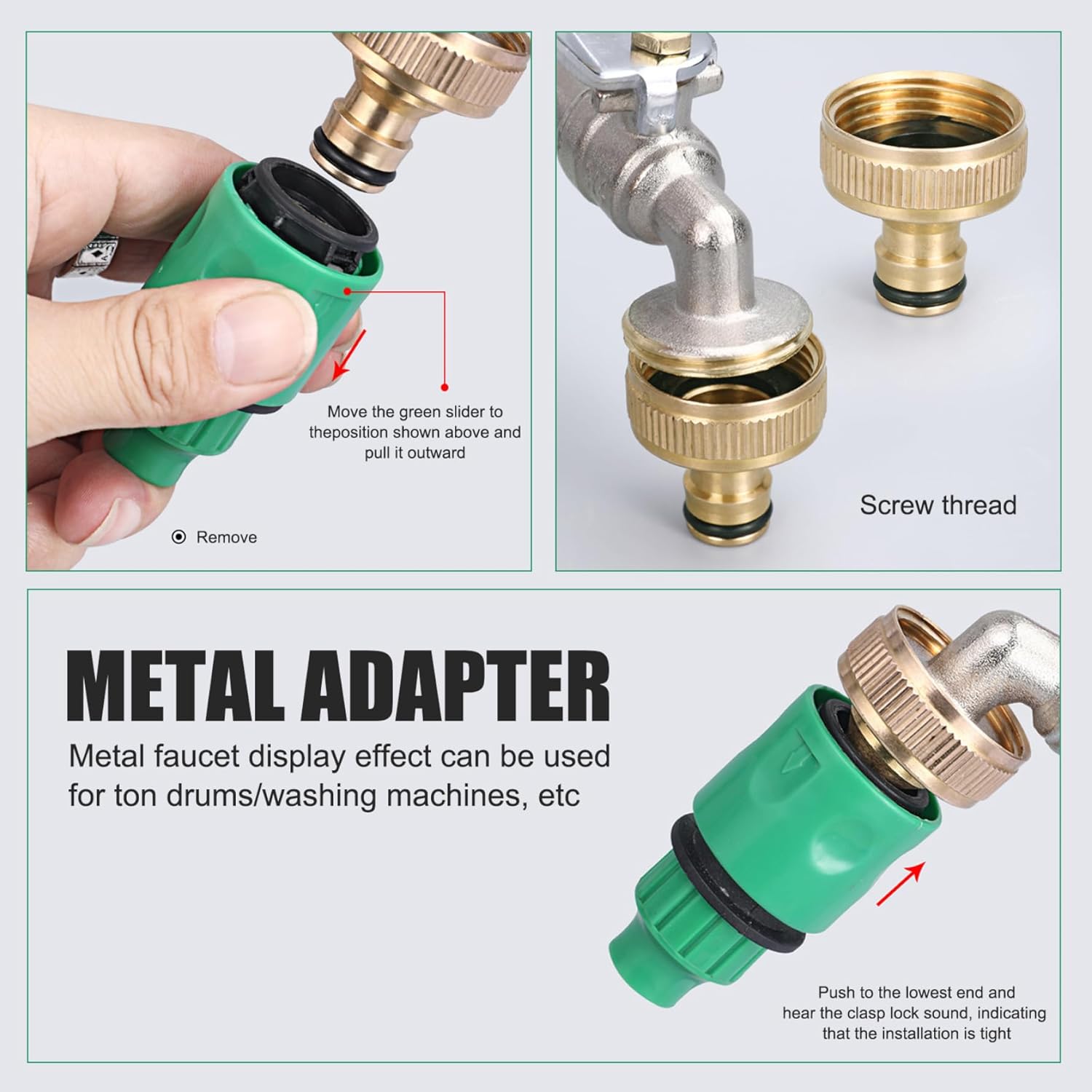 Adaptateur de tuyau pour jardinage, nettoyage de voiture, machines à laver, filetage 1 pouce, 2 pièces - 4