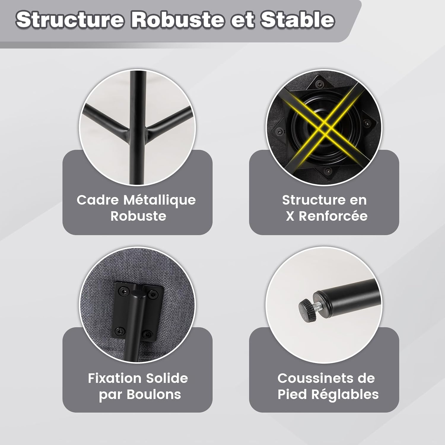 2-częściowy zestaw obrotowych stołków barowych z oparciem i podnóżkiem, wysokość siedziska 63,5 cm, krzesło kuchenne z metalową ramą (kolor szary) - 7