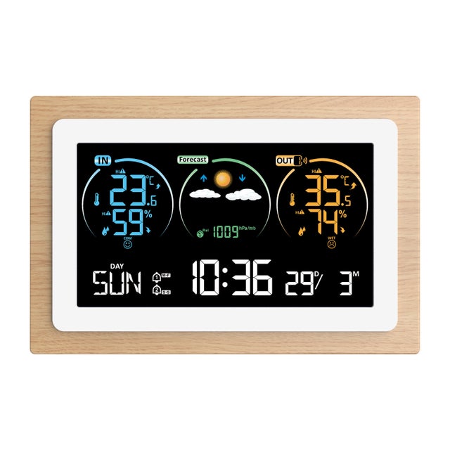 Station météo sans fil avec 3 capteurs extérieurs, écran couleur prévisions météo radio station Station météo sans fil avec 3 capteurs extérieurs, écran couleur prévisions météo radio station
