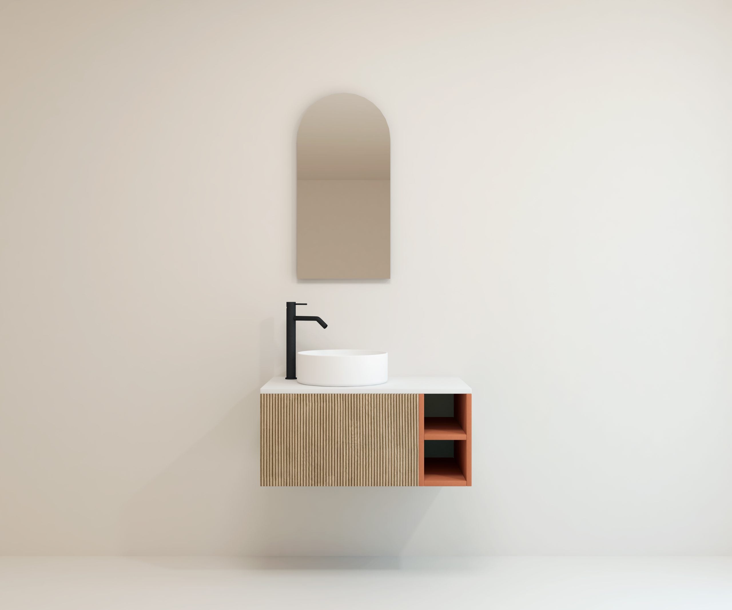 Ensemble de meubles de salle de bain Avantarea CHALAIN en terre cuite 80 cm + vasque + miroir Alma - 4