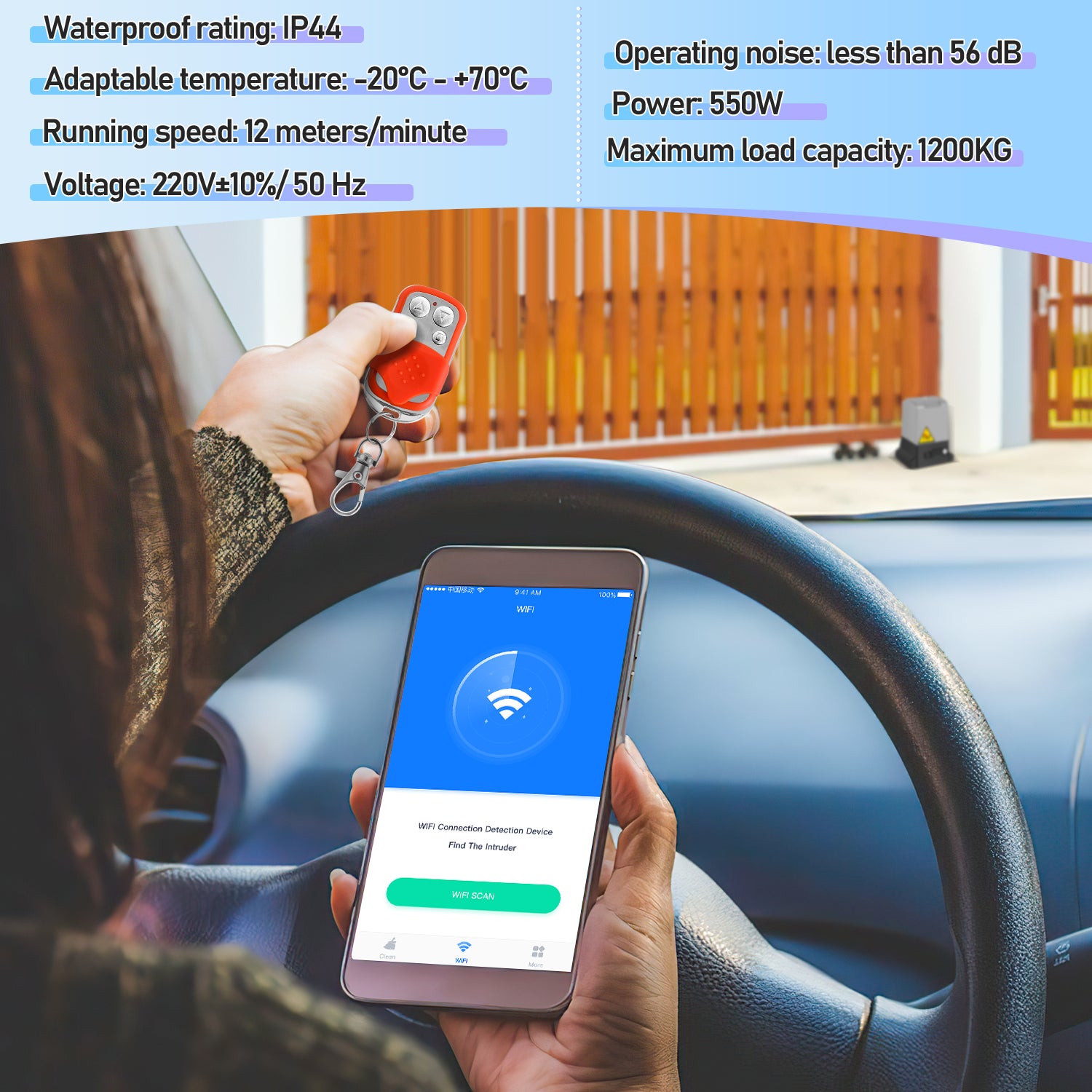 Motorisation Portail Coulissant 550W - 1200KG - Ouvre Portail électrique avec fonction Bluetooth APP - 3