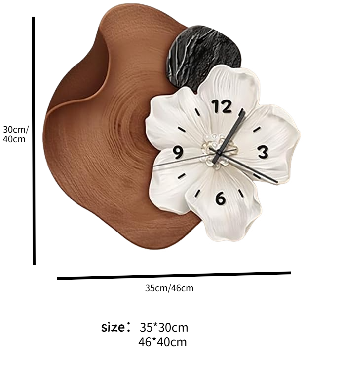 Reloj de pared Art Déco, reloj de pared con esculturas florales en 3D, cuadros decorativos colgantes (negro, 46 * 40 cm) - 2