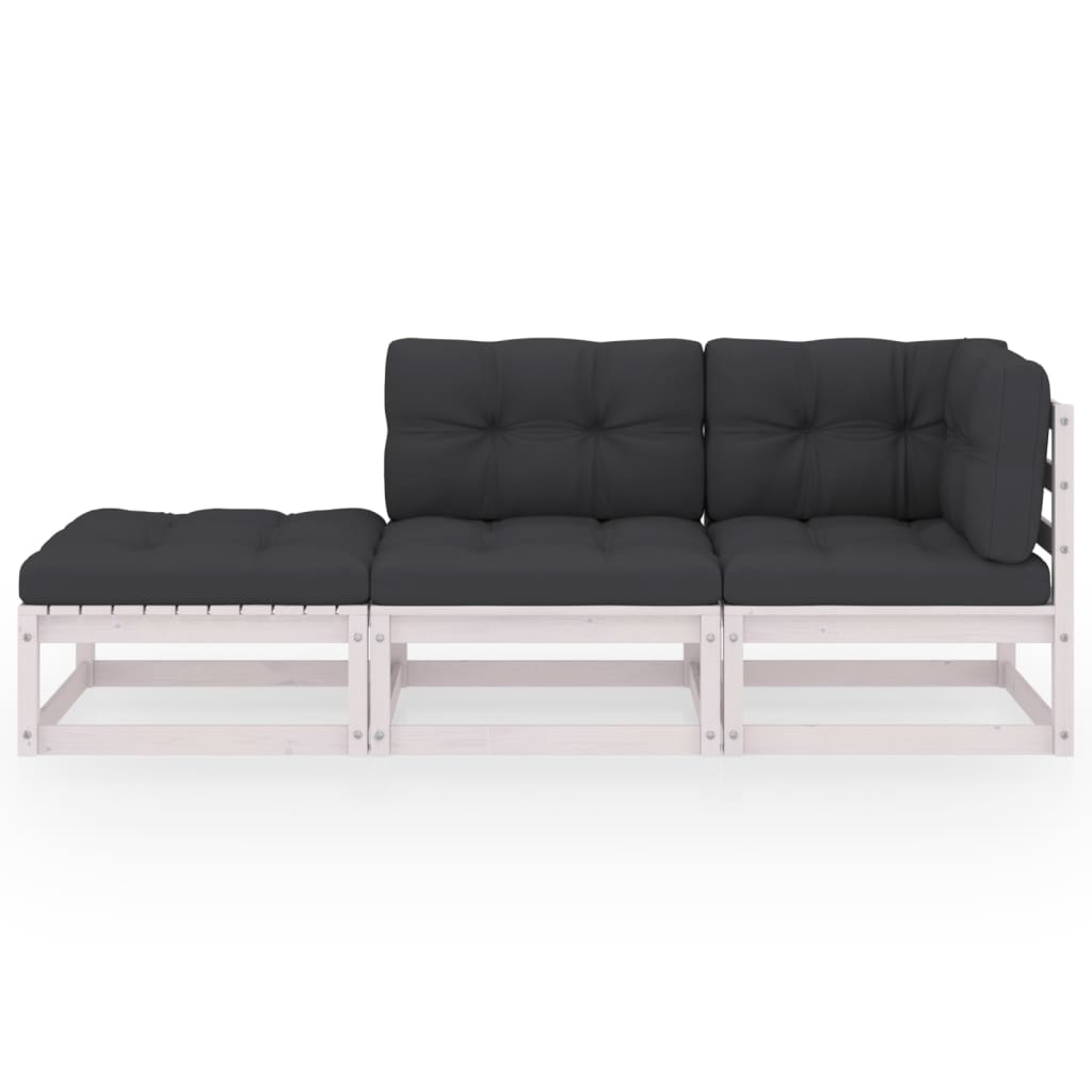 Maison Exclusive - Salon de jardin 3 pcs avec coussins Bois de pin massif - 3