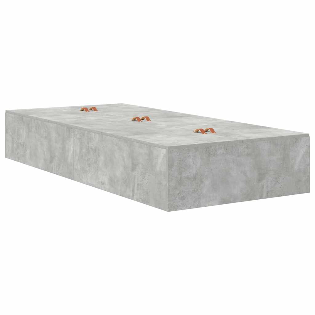 Cadre de lit avec rangement, gris béton, pour la chambre, 90 × 200 cm - 8