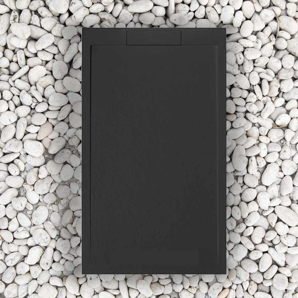 Brodzik 160X75 cm Nero Vulcano Line SLIM z żywicy i proszku marmurowego z kratką boczną Z ŻYWICY MARMUROWEJ - FRASCIO