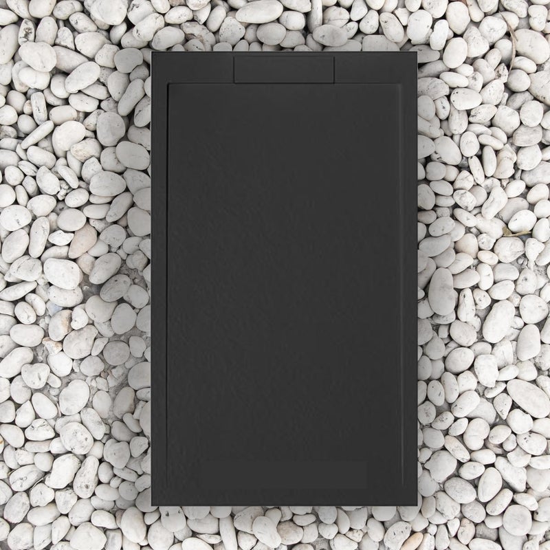 Brodzik 160X75 cm Nero Vulcano Line SLIM z żywicy i proszku marmurowego z kratką boczną Z ŻYWICY MARMUROWEJ - FRASCIO