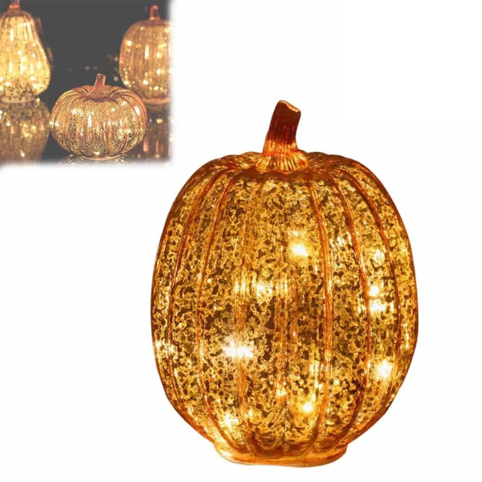 Unikalna lampa dyniowa na Halloween, oświetlenie LED, wystrój domu, migoczące światło, dekoracje świąteczne, złoto