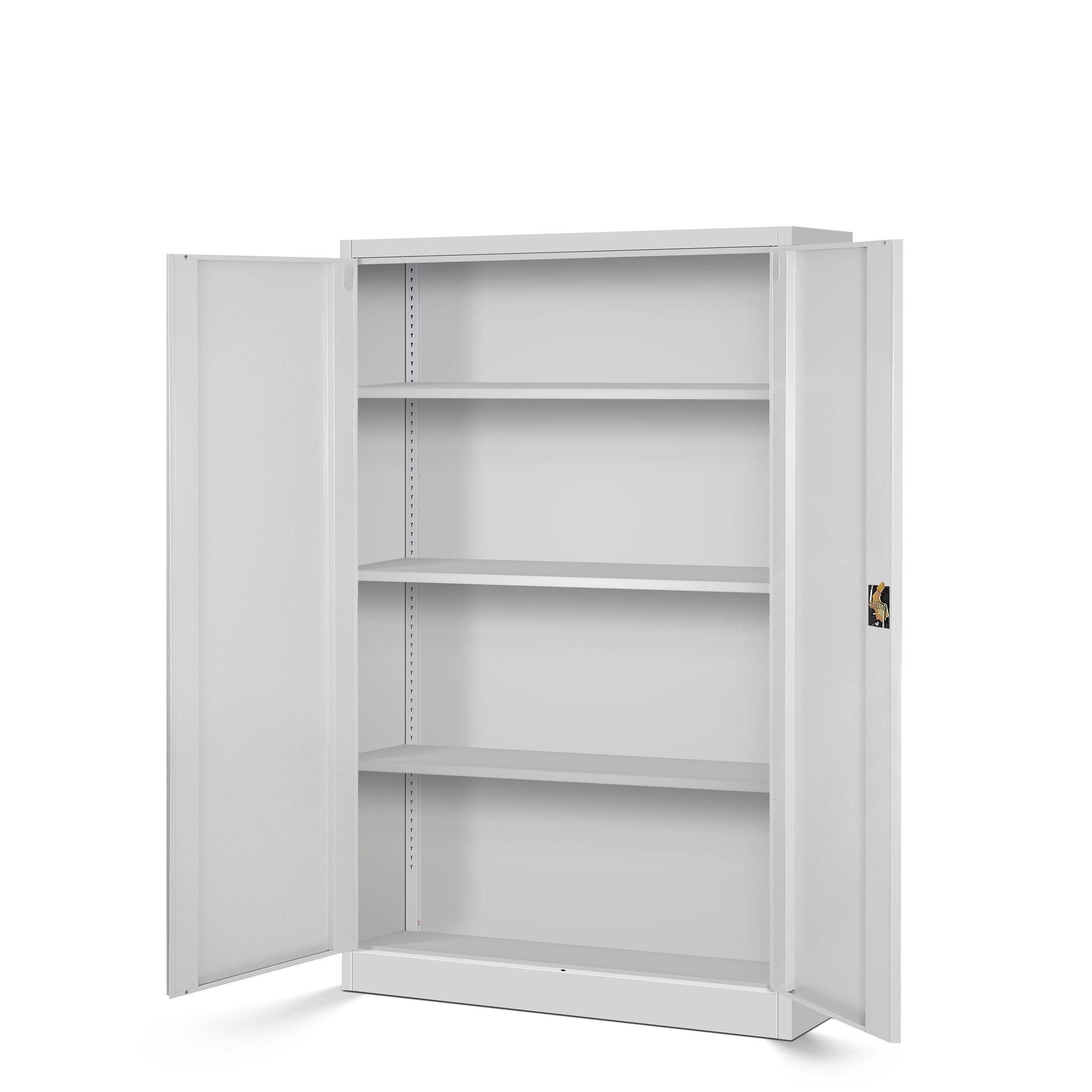 Armoire de Bureau Métallique 3 Etagères Tôle d'acier Portes Battantes Verrouillable 140 cm x 90 cm x 40 cm (Gris) - 4