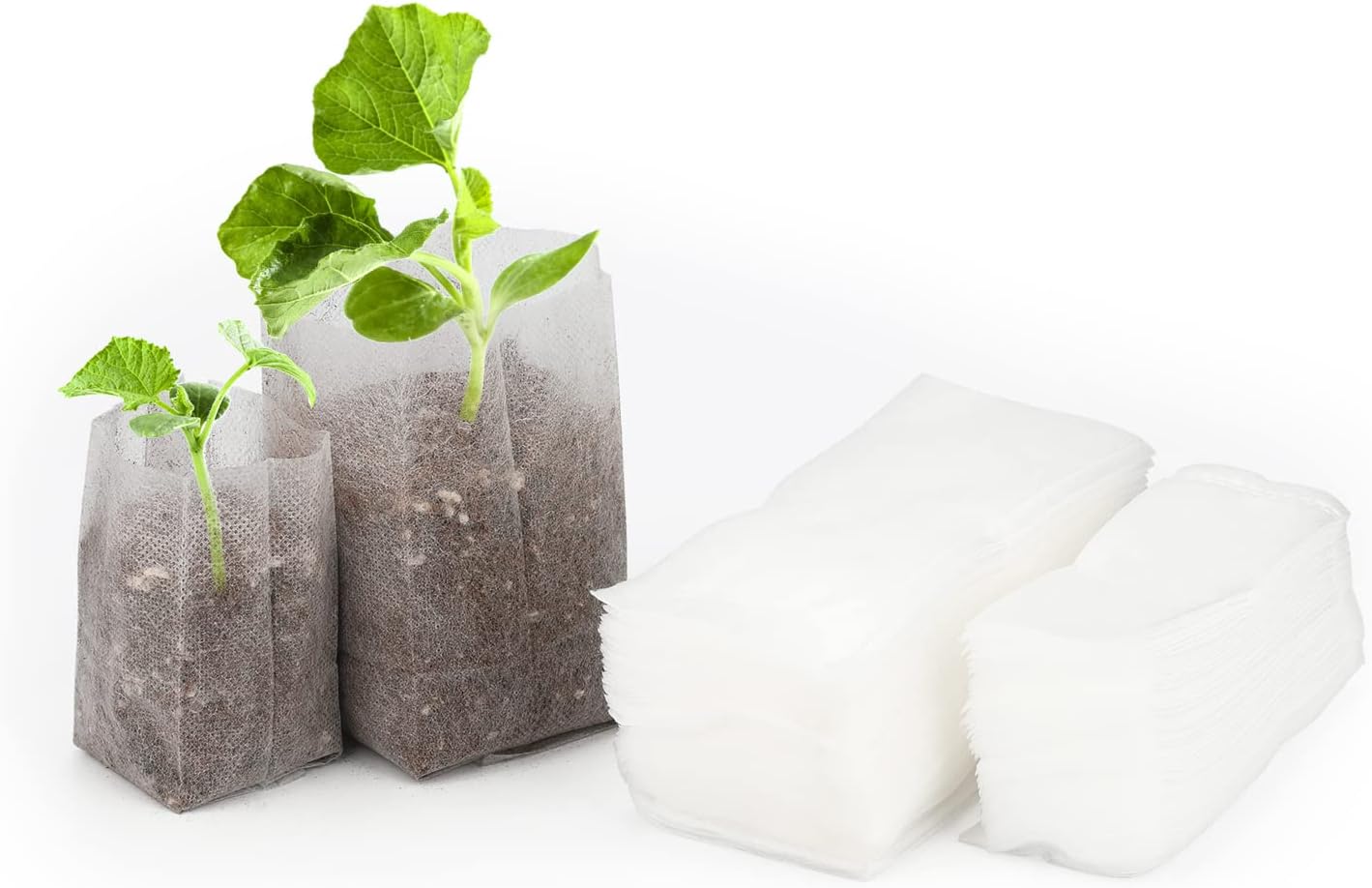 Opakowanie 200 sztuk worków do uprawy sadzonek i wzrostu, wykonanych z włókniny (14 x 16 cm + 10 x 12 cm)