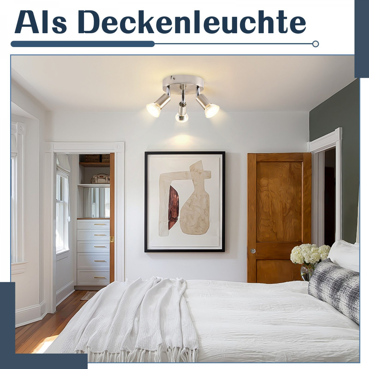 NETTLIFE Plafonnier LED GU10 -3 Spots de Plafond Ronde Moderne Spots de Plafond 350° pour Cuisines Couloir Chambre Salon - sans Ampoule chrome - 6