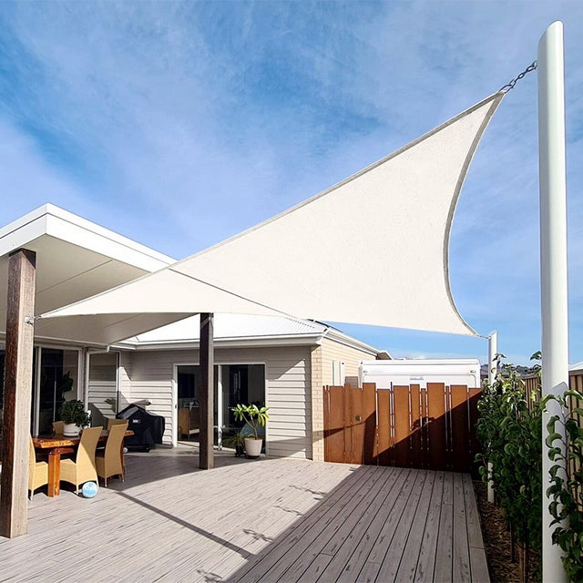 Voile d'ombrage 3 x 3 x 3 m imperméable 220g/m² Haute densité - Tissu déperlant - Beige crème