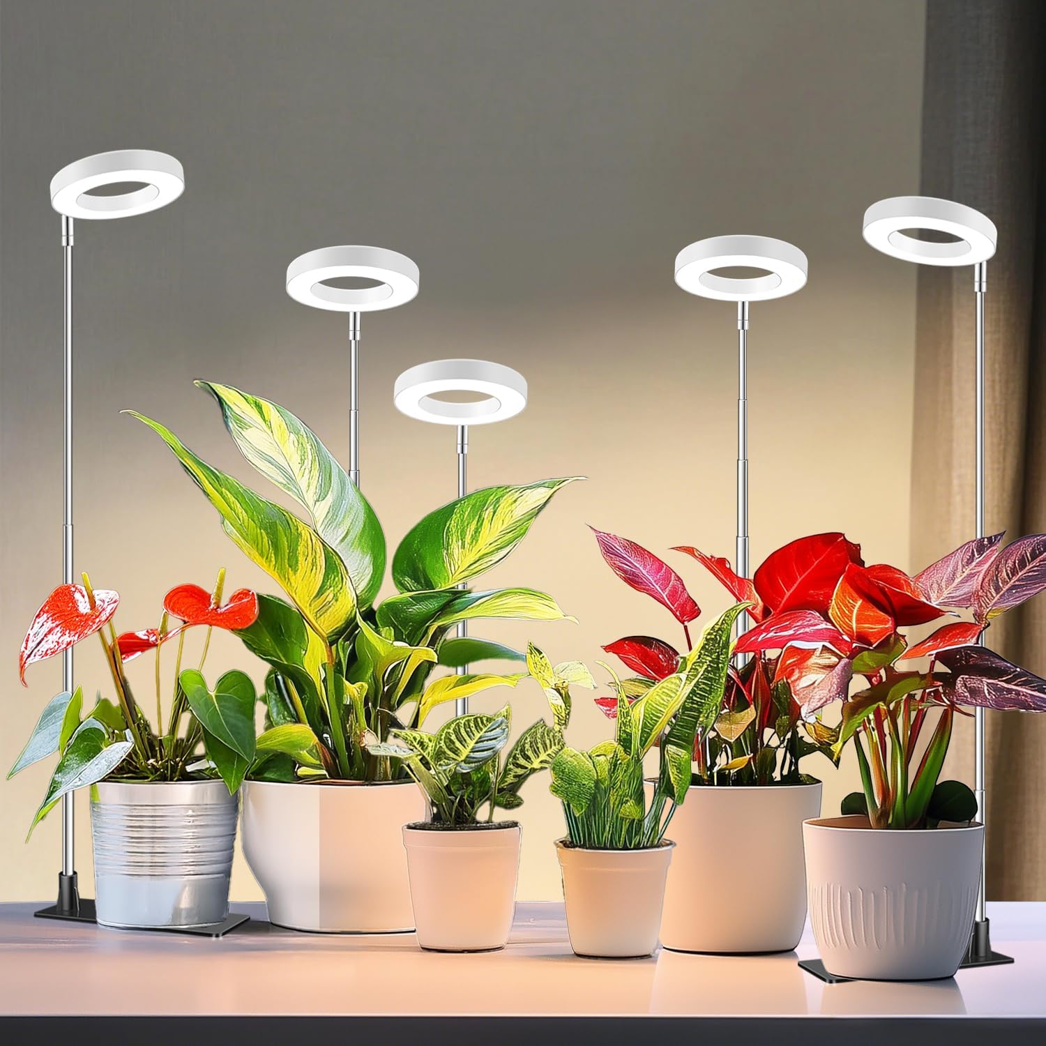 Biała lampa do uprawy roślin z teleskopowym drążkiem 16-65 cm, 5 z ...