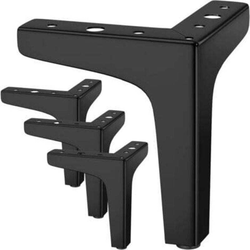 Zestaw 4 nóżek do mebli, nowoczesne, trójkątne, metalowe nóżki do stołu o wysokości 13 cm, nóżki do mebli w stylu hairpin z 16 śrubami, czarne