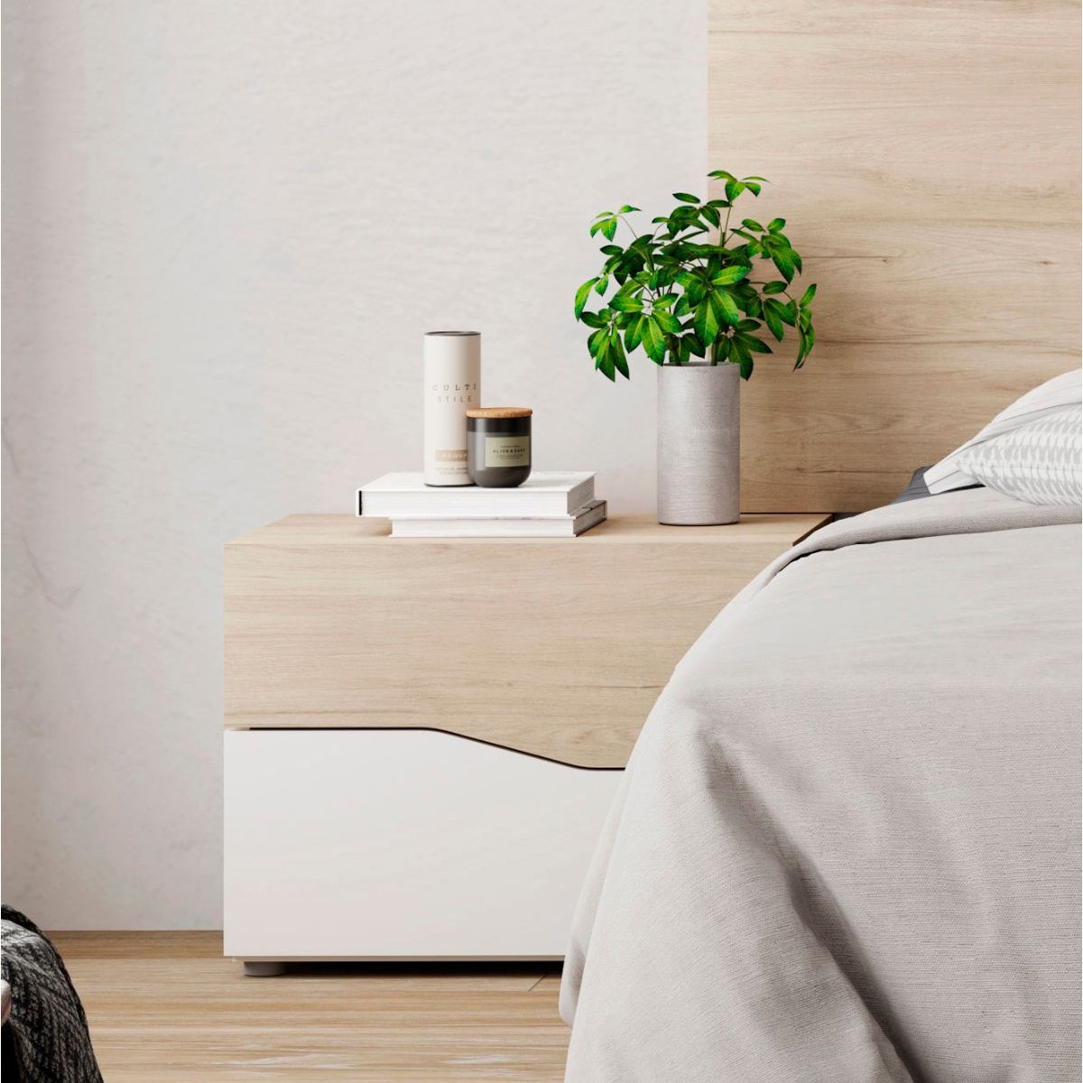 Mesita de noche Cannes 2 cajones blanco/sahara 41,5x53,8x34,8 cm - 2