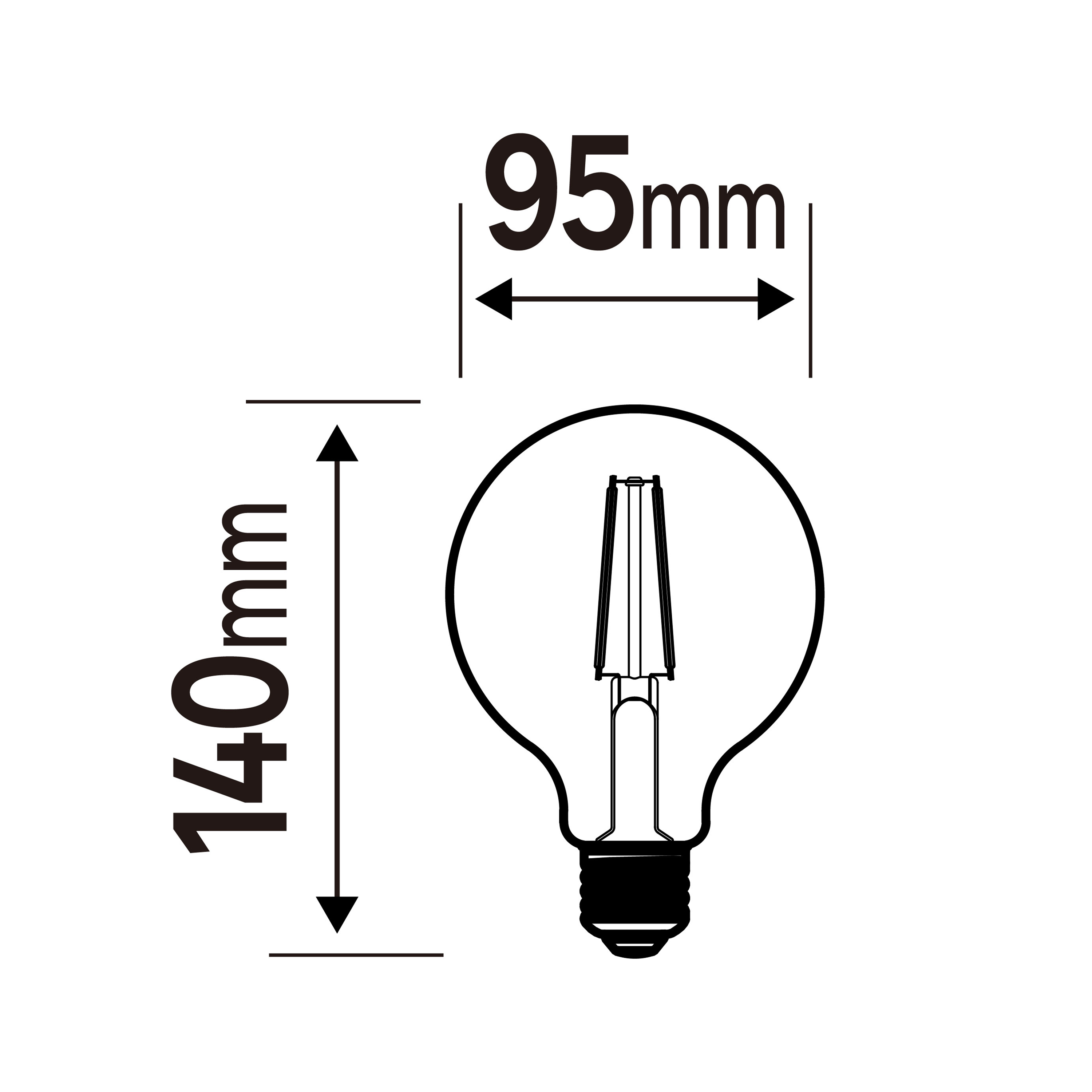 LEXMAN - Juego de 16 bombillas de filamento LED - E27 - 806LM - equivalente a 5,9W 60W - Ø 95 mm - 2700K - Blanco cálido - 9