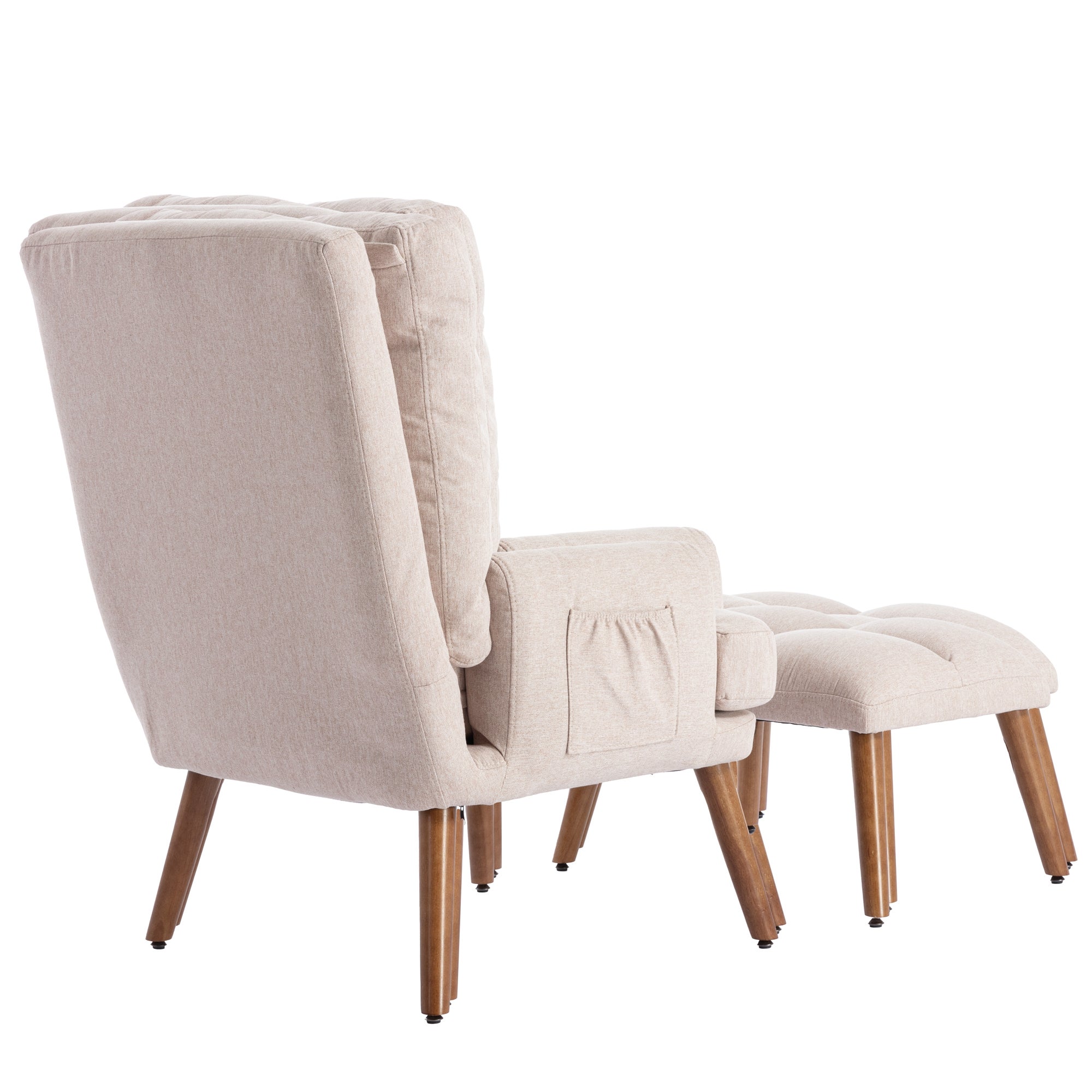 Fauteuil vonvertible avec repose-pieds et dossier réglable - Beige - 5