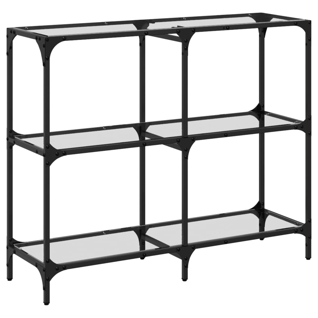Table console，Table d'appoint，Bout de canapé avec dessus en verre transparent 98x30x81cm acier CFW310778 - 6