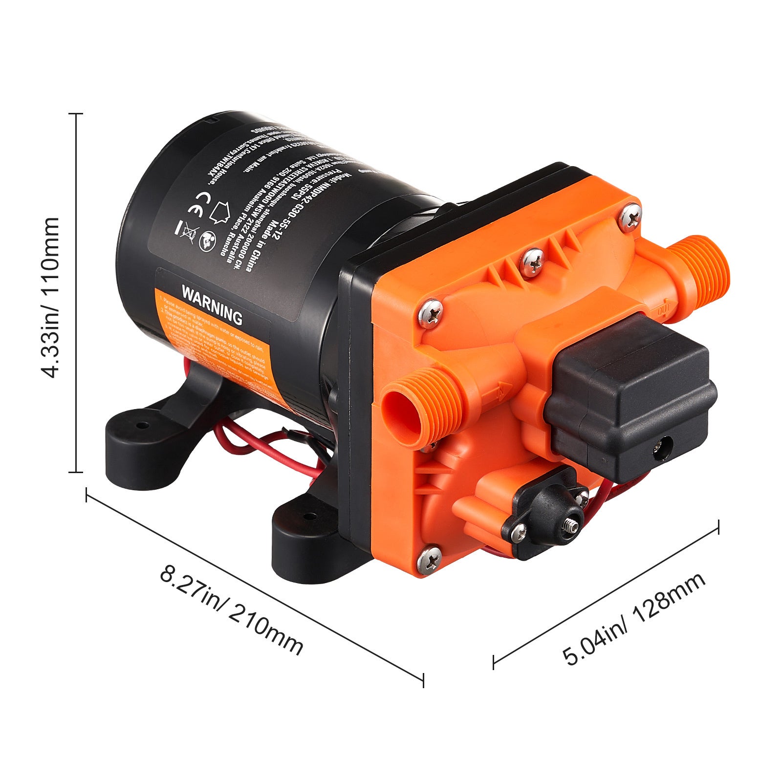 VEVOR Pompa a Membrana ad Alta Pressione FL-40 40PSI Pompa a Membrana per Acqua Spruzzatore Autoadescante 17L / min 12V, Utilizzo Camper/Barca/RV/Giardino/Industria Agricola  13