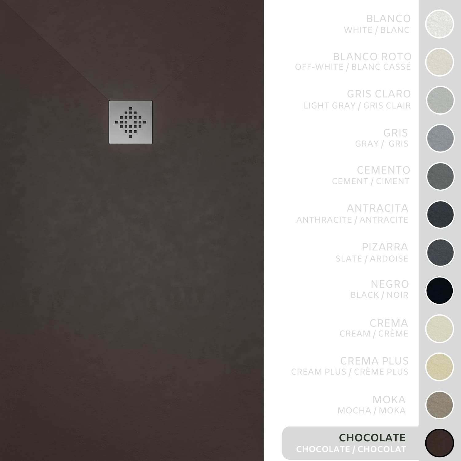 SOULHOME Brodzik prysznicowy– Żywica– Gel Coat– Gładka/Kamienna tekstura – Antypoślizgowy – Kolor czekoladowy – 150X70- Niski 3 cm– Standard