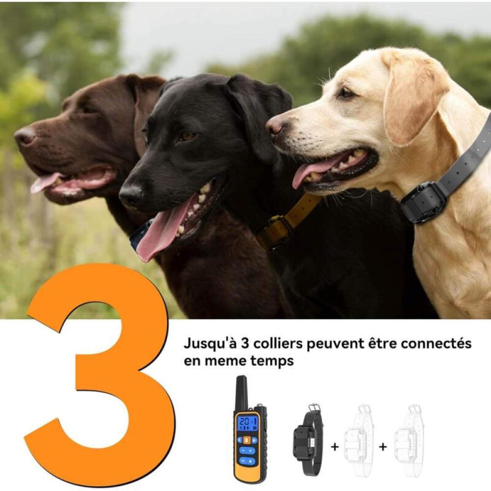 Collar para perros, alcance de 2300 m, 4 modos: luz/sonido/vibración/descarga, con bloqueo de seguridad, resistente al agua y recargable. - 4