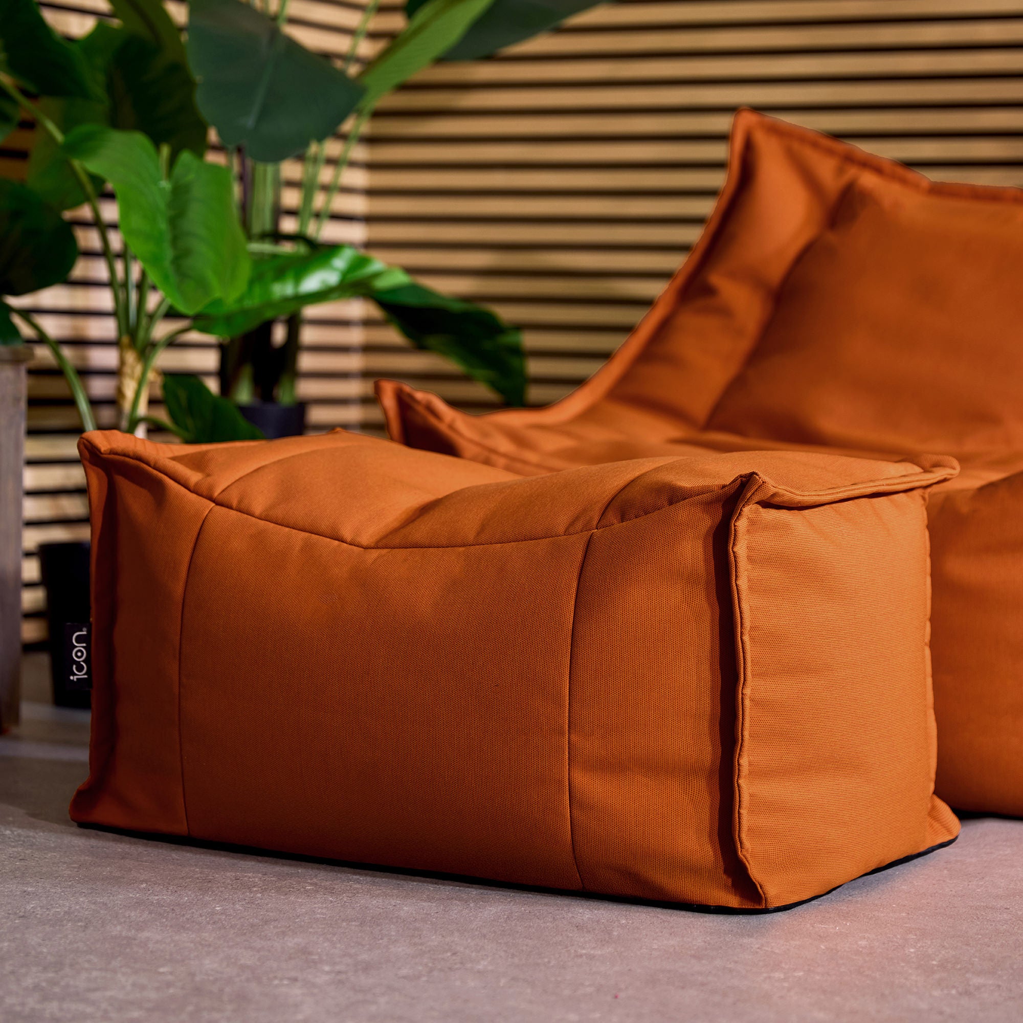 Pouf repose-pieds Icon d'extérieur en oléfine Oeko-Tex® imperméable orange brûlé, 34x45cm, Made in Allemagne - 2