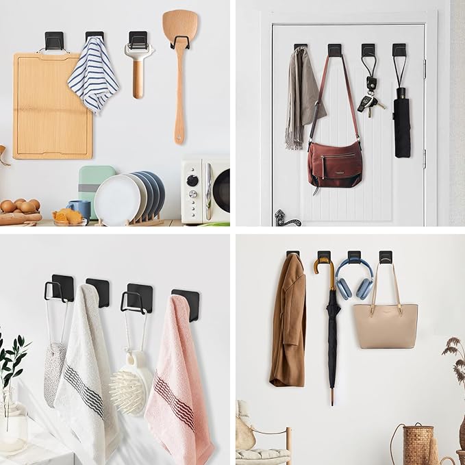Ganci Per Presine LYCXAMES 15 Ganci Adesivi, Ganci Autoadesivi In Acciaio Inox, Piccoli Ganci Autoadesivi Da Parete Senza Foratura, Gancio Da Cucina Per Bagno, Cucina Organizzazione Casa Ganci Neri