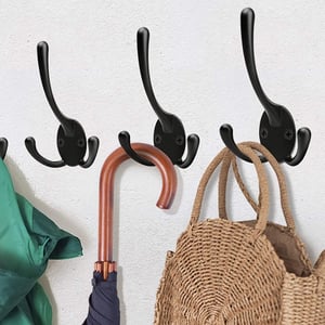 KYOEON Ganci Da Parete A Doppio 4 Pezzi: In Alluminio Nero Opaco, Portata 22 Kg, Per Bagno, Cucina, Corridoio E Armadio