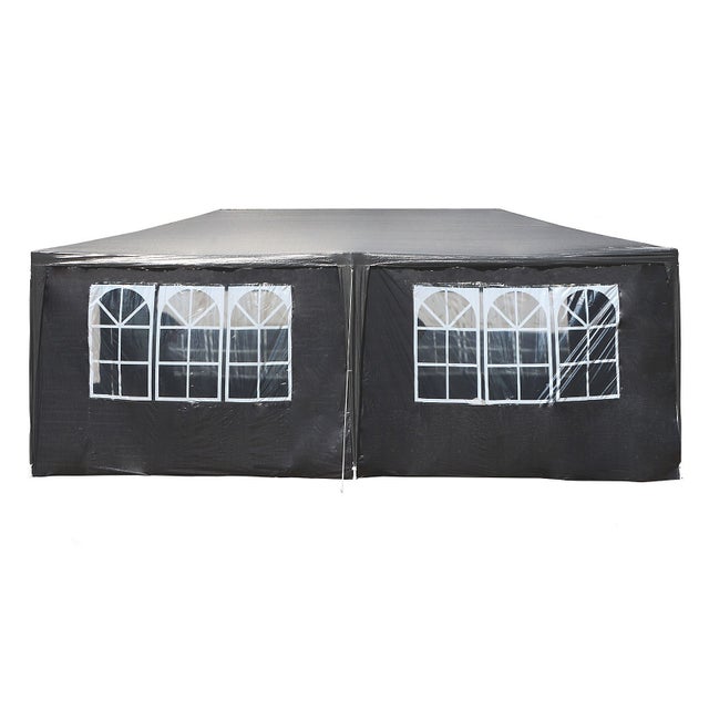 Pavillon 3 x 6 m en gris avec protection UV 50+, gazebo de jardin avec côtés enroulables, tente de réception avec fenêtres, pour terrasse… Toboli