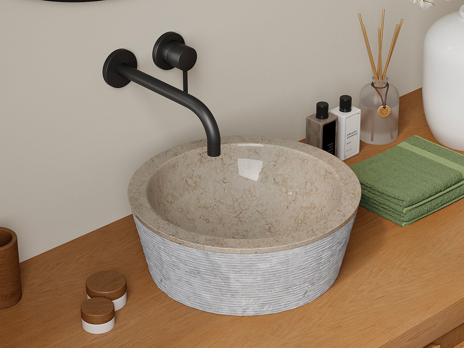 Marmurowa umywalka łazienkowa MARBLE - Kolor kremowy